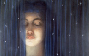 Louis-Welden-Hawkins-Woman-with-blue-curtain