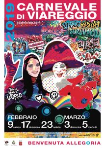 Manifesto promozionale Carnevale di Viareggio 2019 di Nicoletta Poli