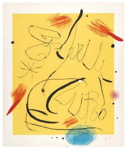 Joan Mirò, Espriu-Mirò n 9, acquaforte e acquatinta a colori con carborundum su carta a mano Guarro, 1971 bassa