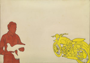 Renato Mambor, Airone ferito, 1966, acrilico su tela, cm 70×100