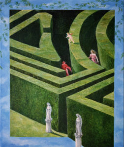 Il giardino labirinto, 1990, olio su tela, 70×60 cm